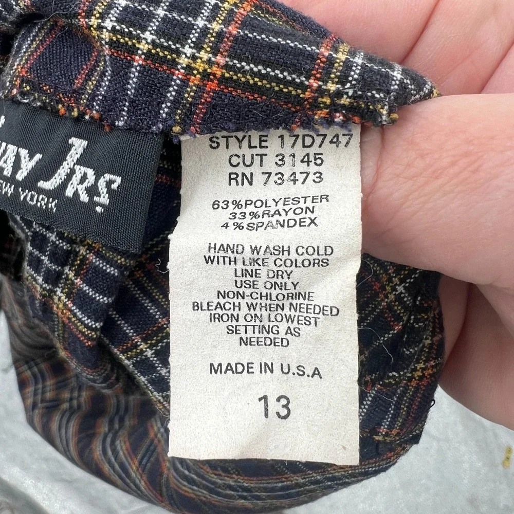 vintage y2k plaid mini‎ skirt B'way Jrs preppy school girl academia brown 13 29